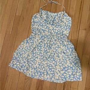 Blue and Cream Halter Dress
